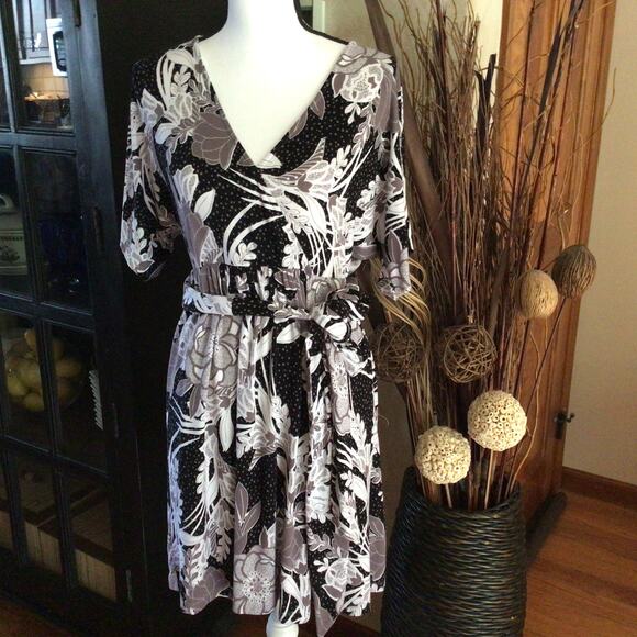 Soma V-Neck Belted Faux Wrap Dress Sz S - Picture 1 of 5